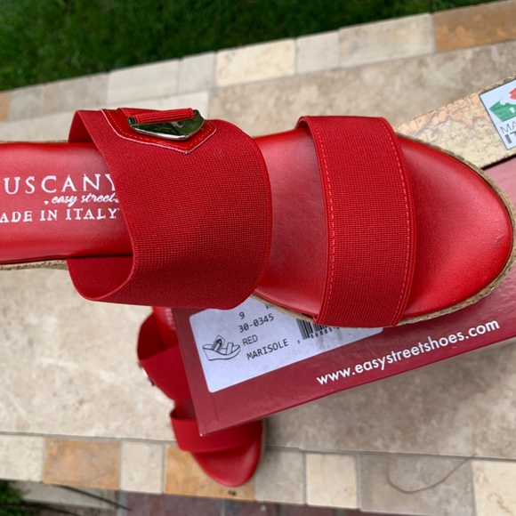 Red Wedge Sandals by Tuscany Easy Street 9W - Picture 3 of 5